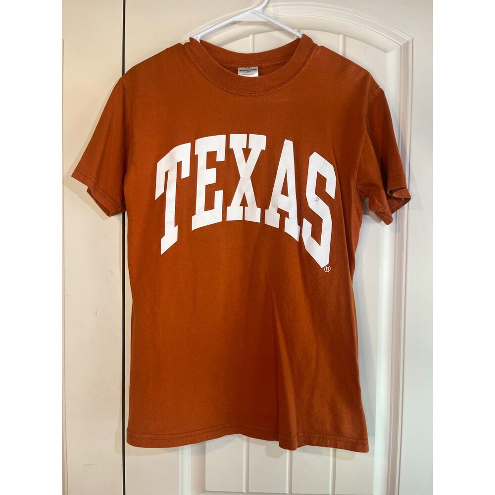 Vintage Texas Longhorns T Shirt Jerzees Heavyweight Cotton Men's Small Orange